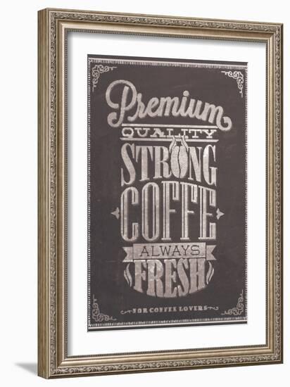 Premium Quality Strong Coffe Typography Background On Chalkboard-Melindula-Framed Art Print