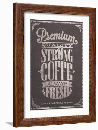 Premium Quality Strong Coffe Typography Background On Chalkboard-Melindula-Framed Art Print
