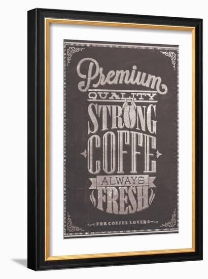 Premium Quality Strong Coffe Typography Background On Chalkboard-Melindula-Framed Art Print