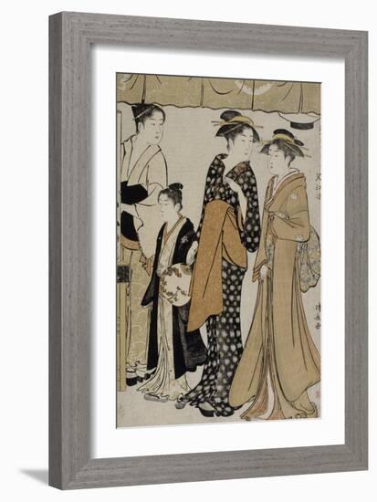 Prenant le frais à Nakasu-Torii Kiyonaga-Framed Giclee Print