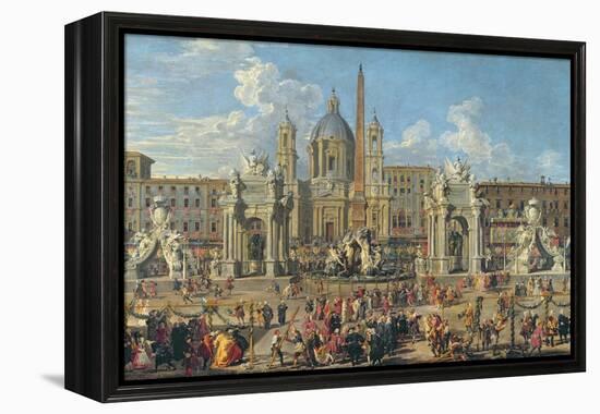 Preparation for Firework Display at Piazza Navona, Rome, to Celebrate the Birth of Dauphin, 1729-Giovanni Paolo Pannini-Framed Premier Image Canvas