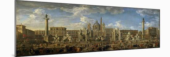 Preparation for Firework Display Held at Piazza Navona, Rome, to Celebrate the Birth of the Dauphin-Giovanni Paolo Pannini-Mounted Giclee Print