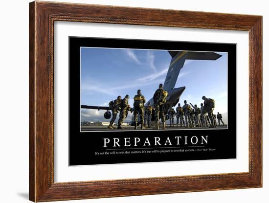 Preparation: Inspirational Quote and Motivational Poster--Framed Photographic Print