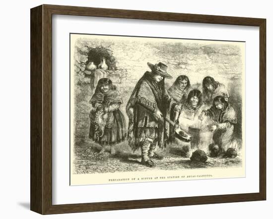 Preparation of a Supper at the Station of Aguas-Calientes-Édouard Riou-Framed Giclee Print