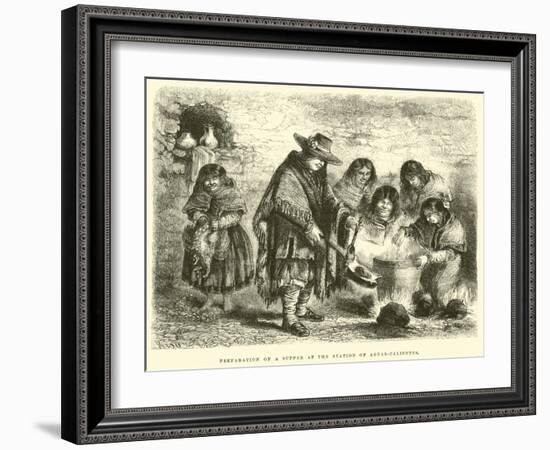 Preparation of a Supper at the Station of Aguas-Calientes-Édouard Riou-Framed Giclee Print