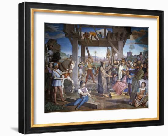 Preparations for Assault on Jerusalem, Fresco Cycle from Jerusalem Delivered-Friedrich Overbeck-Framed Giclee Print