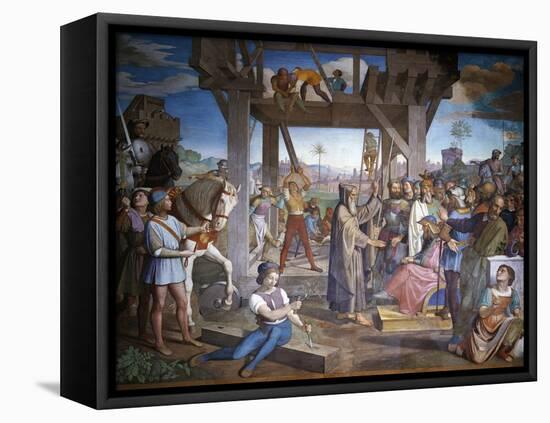 Preparations for Assault on Jerusalem, Fresco Cycle from Jerusalem Delivered-Friedrich Overbeck-Framed Premier Image Canvas