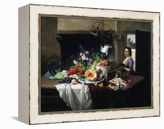 Preparations for Dinner-David Emil Joseph de Noter-Framed Premier Image Canvas