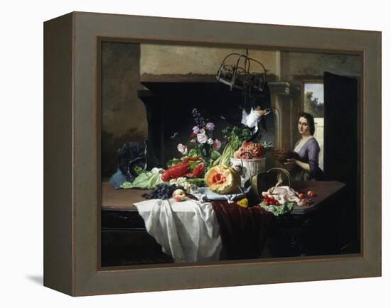 Preparations for Dinner-David Emil Joseph de Noter-Framed Premier Image Canvas