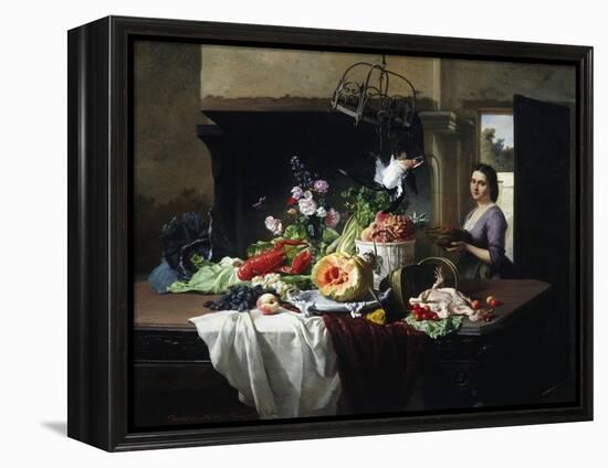 Preparations for Dinner-David Emil Joseph de Noter-Framed Premier Image Canvas