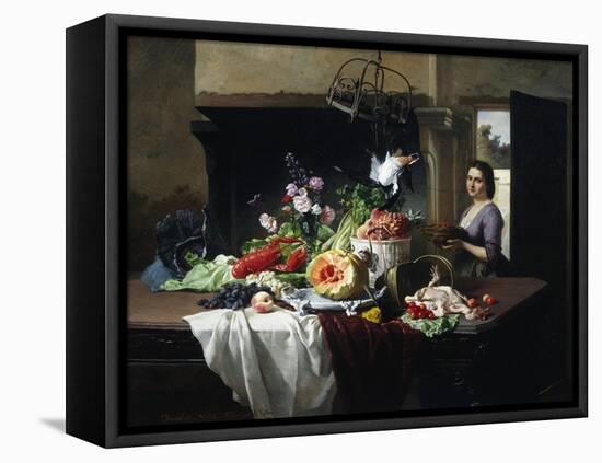 Preparations for Dinner-David Emil Joseph de Noter-Framed Premier Image Canvas
