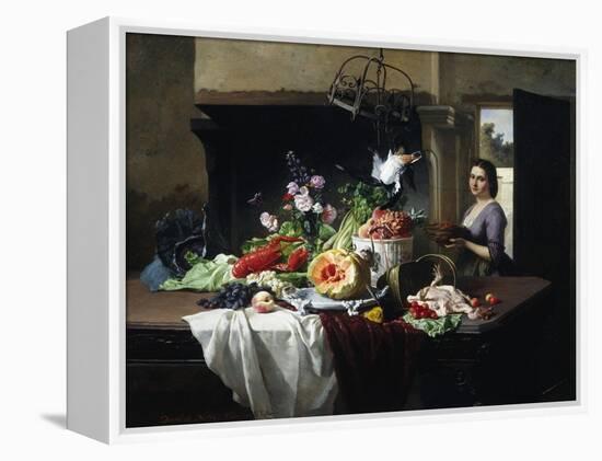 Preparations for Dinner-David Emil Joseph de Noter-Framed Premier Image Canvas