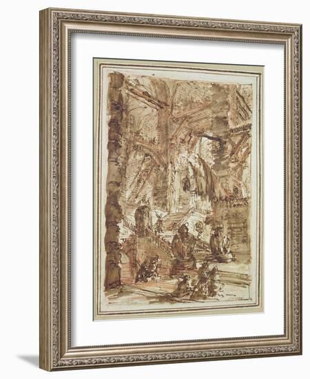 Preparatory Drawing For Plate Number VIII of the Carceri Al'Invenzione Series-Giovanni Battista Piranesi-Framed Giclee Print