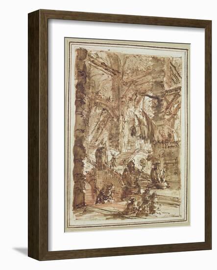 Preparatory Drawing For Plate Number VIII of the Carceri Al'Invenzione Series-Giovanni Battista Piranesi-Framed Giclee Print