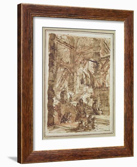 Preparatory Drawing For Plate Number VIII of the Carceri Al'Invenzione Series-Giovanni Battista Piranesi-Framed Giclee Print