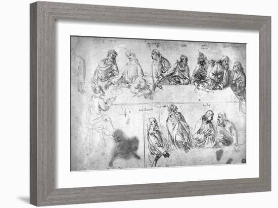 Preparatory Drawing For the Last Supper-Leonardo da Vinci-Framed Giclee Print