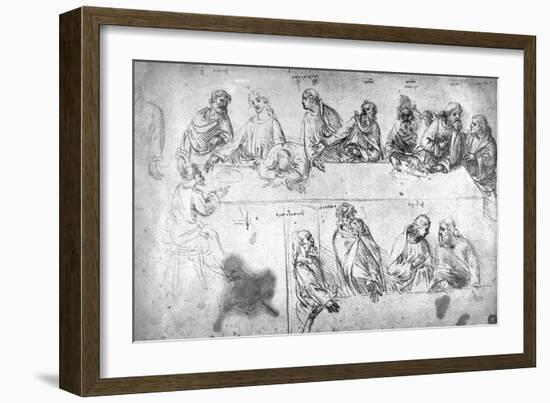 Preparatory Drawing For the Last Supper-Leonardo da Vinci-Framed Giclee Print