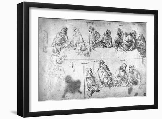 Preparatory Drawing For the Last Supper-Leonardo da Vinci-Framed Giclee Print