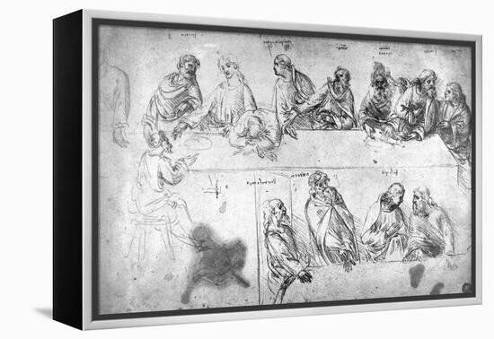 Preparatory Drawing For the Last Supper-Leonardo da Vinci-Framed Premier Image Canvas