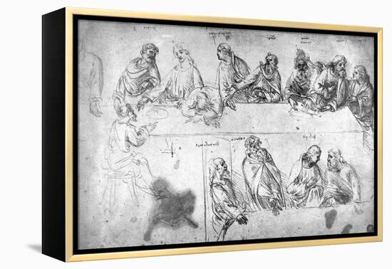 Preparatory Drawing For the Last Supper-Leonardo da Vinci-Framed Premier Image Canvas