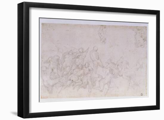 Preparatory Sketch for the "Battle of the Cascina" and Two Additional Sketches-Michelangelo Buonarroti-Framed Giclee Print