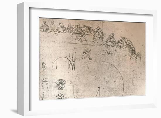 Preparatory sketch for the painting of `The Last Supper`, c1494-c1499 (1883)-Leonardo Da Vinci-Framed Giclee Print