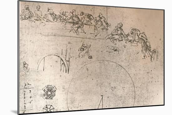 Preparatory sketch for the painting of `The Last Supper`, c1494-c1499 (1883)-Leonardo Da Vinci-Mounted Giclee Print