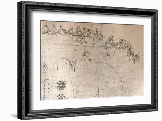 Preparatory sketch for the painting of `The Last Supper`, c1494-c1499 (1883)-Leonardo Da Vinci-Framed Giclee Print