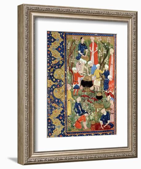 Preparing a Meal, Illustration from an Epic Poem by Hafiz Shirazi, Safavid--Framed Giclee Print