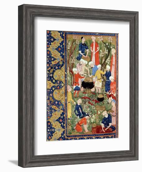 Preparing a Meal, Illustration from an Epic Poem by Hafiz Shirazi, Safavid-null-Framed Giclee Print