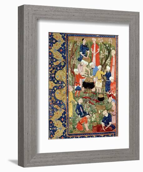 Preparing a Meal, Illustration from an Epic Poem by Hafiz Shirazi, Safavid-null-Framed Giclee Print