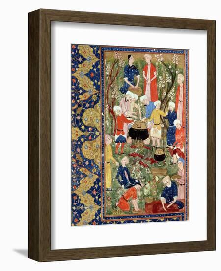 Preparing a Meal, Illustration from an Epic Poem by Hafiz Shirazi, Safavid-null-Framed Giclee Print