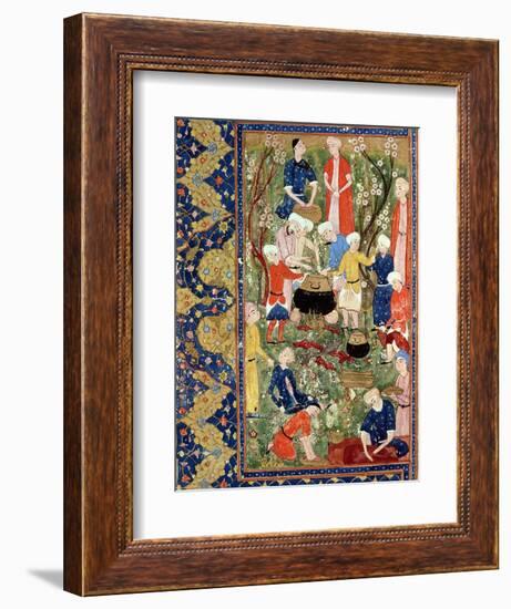 Preparing a Meal, Illustration from an Epic Poem by Hafiz Shirazi, Safavid-null-Framed Giclee Print