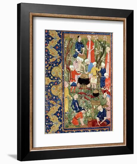 Preparing a Meal, Illustration from an Epic Poem by Hafiz Shirazi, Safavid-null-Framed Giclee Print