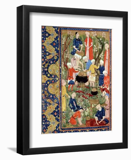 Preparing a Meal, Illustration from an Epic Poem by Hafiz Shirazi, Safavid--Framed Giclee Print