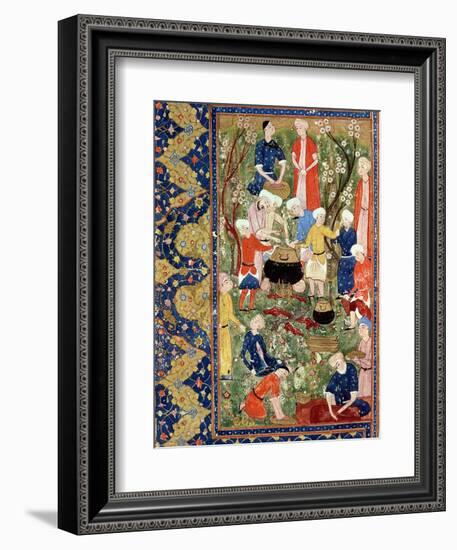 Preparing a Meal, Illustration from an Epic Poem by Hafiz Shirazi, Safavid-null-Framed Giclee Print