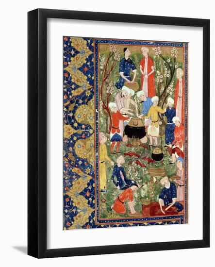 Preparing a Meal, Illustration from an Epic Poem by Hafiz Shirazi, Safavid-null-Framed Giclee Print