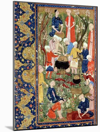 Preparing a Meal, Illustration from an Epic Poem by Hafiz Shirazi, Safavid-null-Mounted Giclee Print
