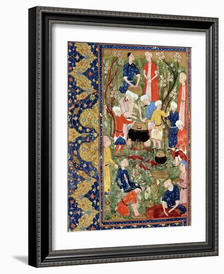 Preparing a Meal, Illustration from an Epic Poem by Hafiz Shirazi, Safavid-null-Framed Giclee Print