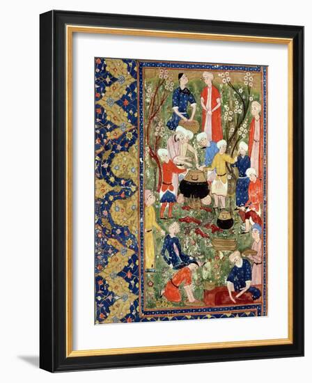 Preparing a Meal, Illustration from an Epic Poem by Hafiz Shirazi, Safavid-null-Framed Giclee Print