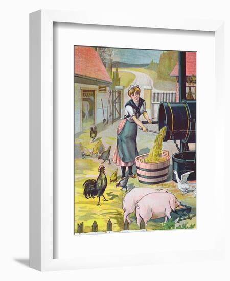 Preparing Food for the Animals in the Farmyard-null-Framed Giclee Print