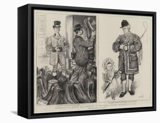 Preparing for Jubilee Day, Sketches at the Royal Stables, Buckingham Palace-Charles Paul Renouard-Framed Premier Image Canvas