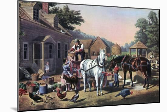 Preparing for Market, 1856-Currier & Ives-Mounted Giclee Print