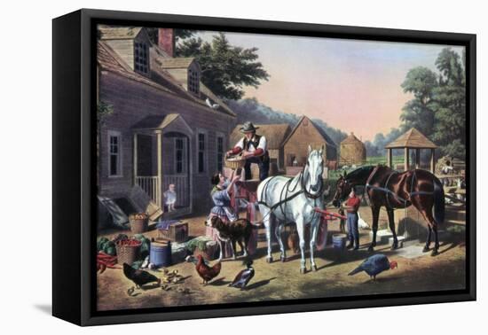 Preparing for Market, 1856-Currier & Ives-Framed Premier Image Canvas