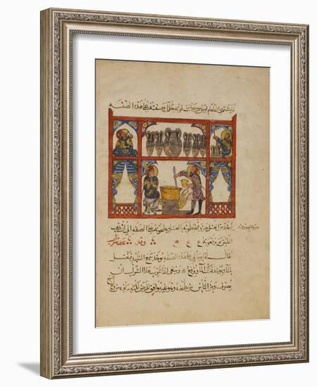 Preparing medicine from Honey,-Islamic School-Framed Giclee Print