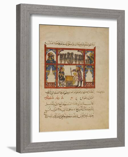 Preparing medicine from Honey,-Islamic School-Framed Giclee Print