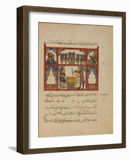 Preparing medicine from Honey,-Islamic School-Framed Giclee Print