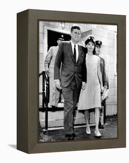 Pres and Jacqueline Kennedy Walk Hand-In-Hand after Death of Infant Son, Patrick Bouvier Kennedy-null-Framed Stretched Canvas