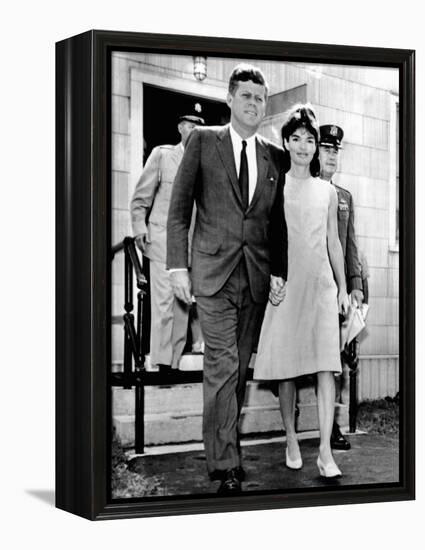 Pres and Jacqueline Kennedy Walk Hand-In-Hand after Death of Infant Son, Patrick Bouvier Kennedy-null-Framed Stretched Canvas