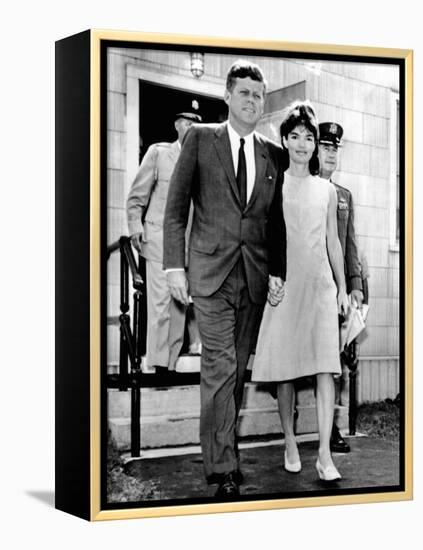 Pres and Jacqueline Kennedy Walk Hand-In-Hand after Death of Infant Son, Patrick Bouvier Kennedy-null-Framed Stretched Canvas